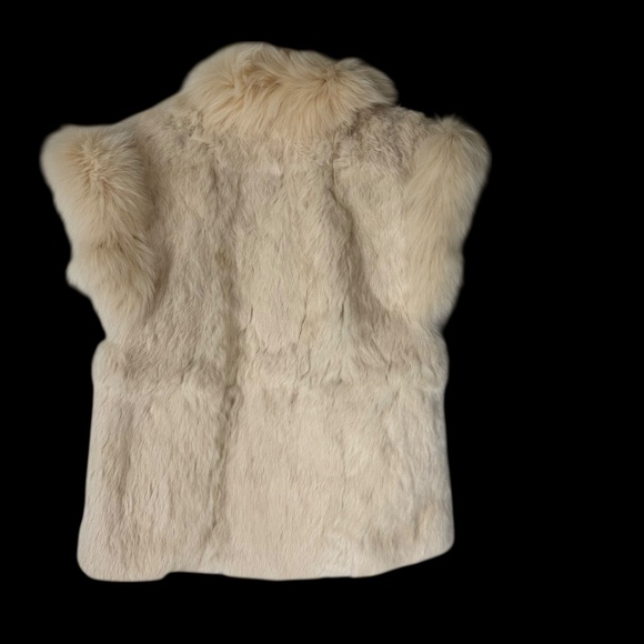 GDT Too NWOT Vintage Cream Rabbit Fur Vest Sz M - Picture 2 of 9
